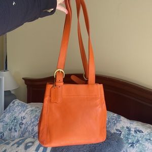 Coach Vintage Tangerine Orange Buckle Shoulder Bag 4157
